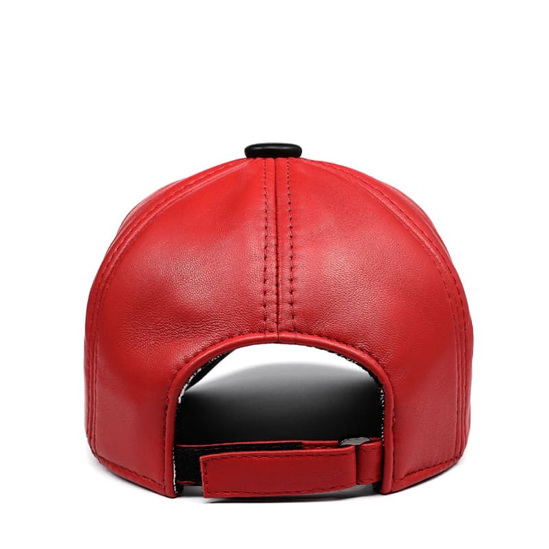 DSQ Red Genuine Leather Baseball Cap