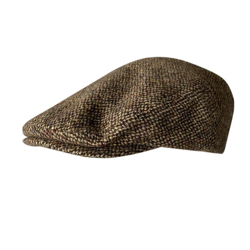 Durham Brown Dots Wool Flat Cap