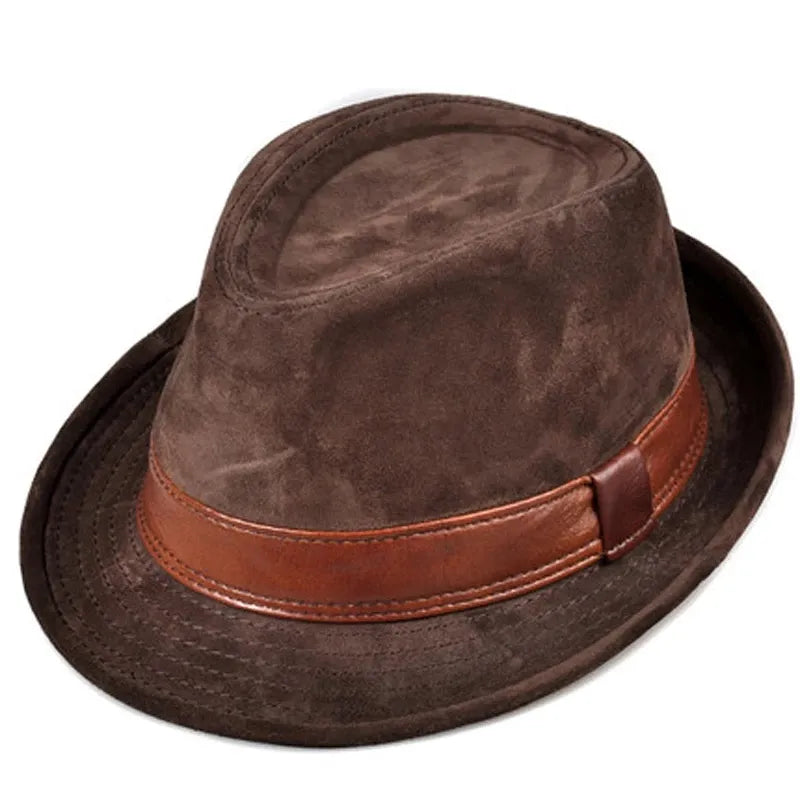 Vintage-Cowhide-Fedora-Hat-Pure-authentic-leather