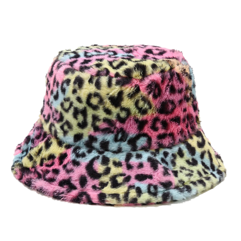 Leopard Print Fur Bucket Hat