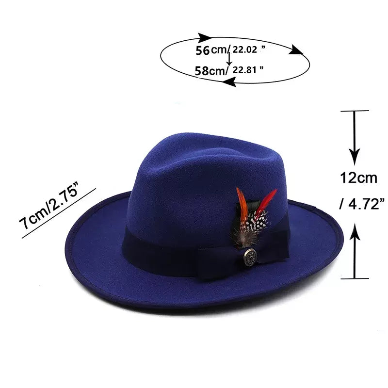 Lubeck Feathers Wool Fedora Hat