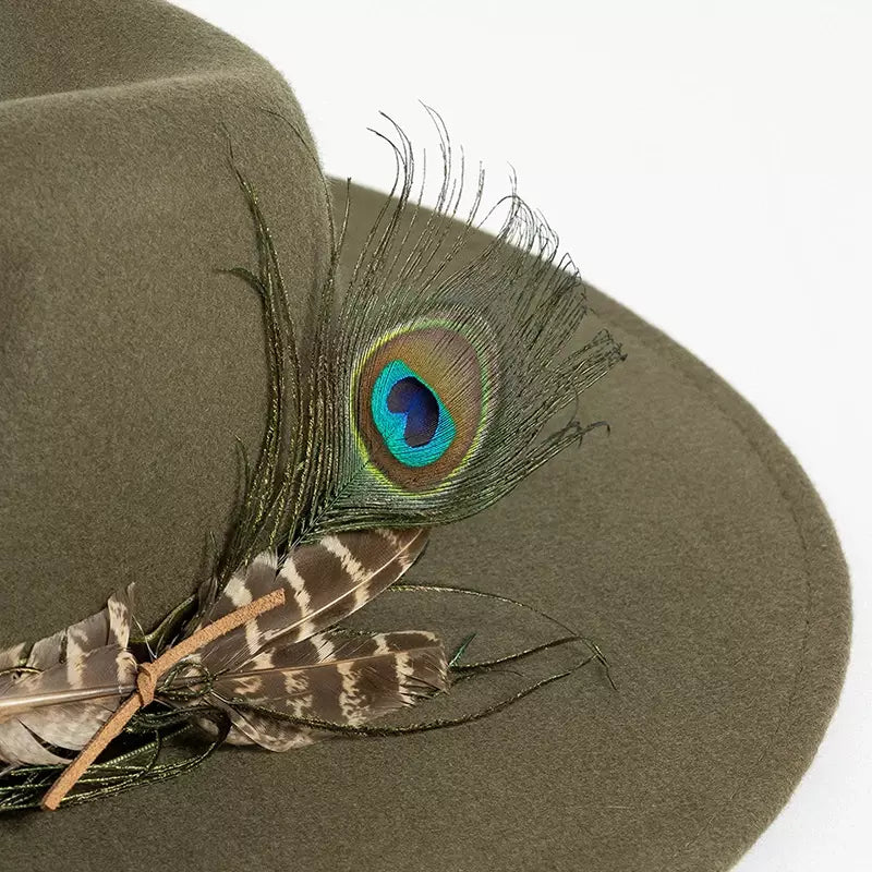 Monterroso Peacock Feathers Wool Fedora Hat