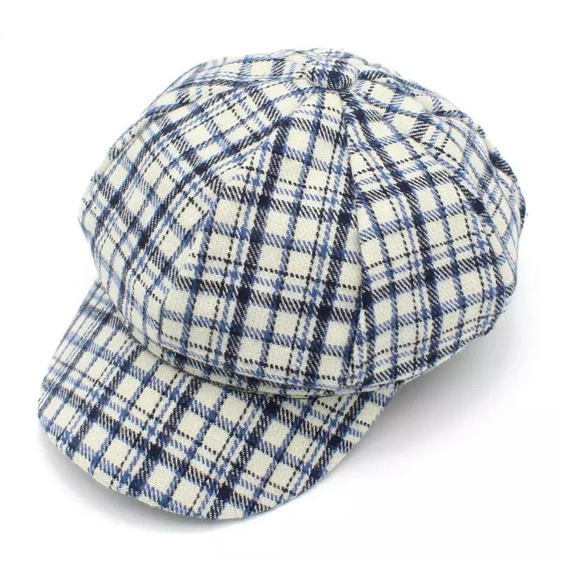 newsie-bakerboy-paperboy-cabbie-hat-plaid-cotton-vintage