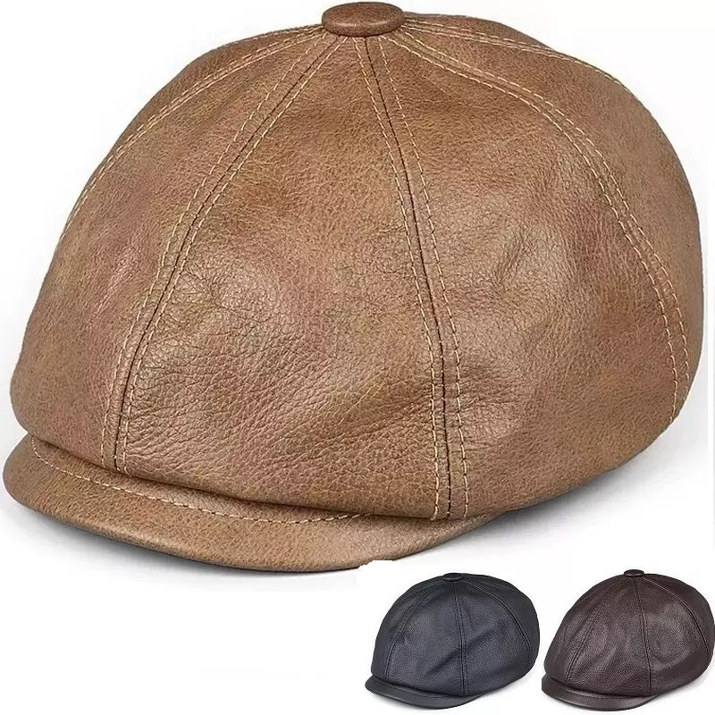 newsie-bakerboy-paperboy-cabbie-hat-vintage-cowhide