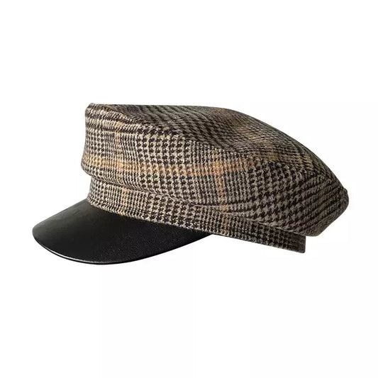 fiddler-breton-hat-plaid-retro-vintage-leather