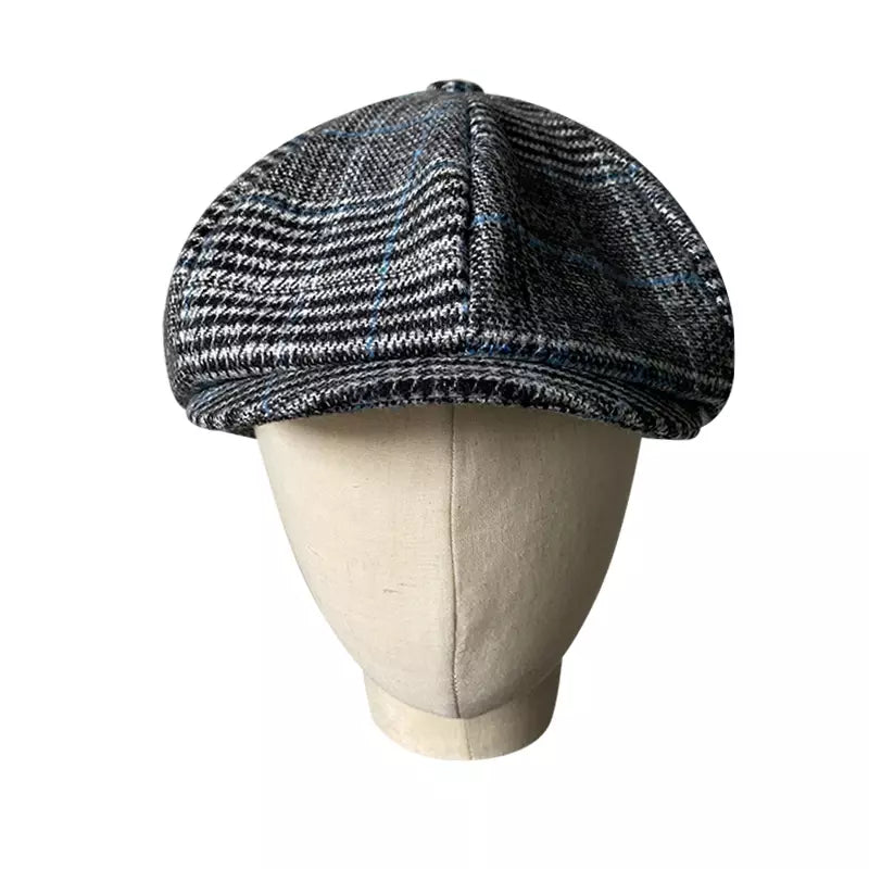 tartan-newsie-bakerboy-paperboy-cabbie-hat-vintage-retro-gray