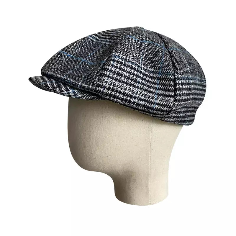 tartan-newsie-bakerboy-paperboy-cabbie-hat-vintage-retro-gray