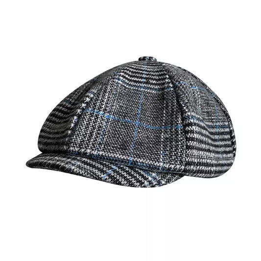 tartan-newsie-bakerboy-paperboy-cabbie-hat-vintage-retro-gray