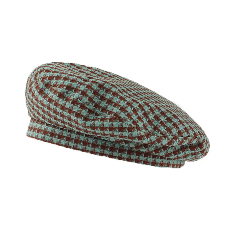 trendy-french-plaid-cotton-cap-hat