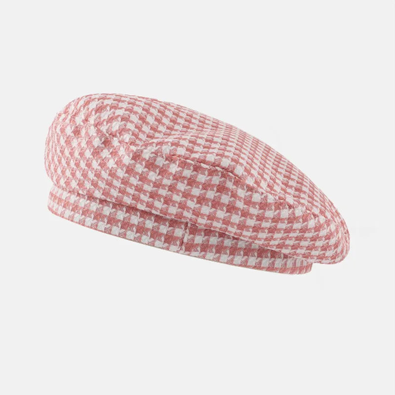 trendy-french-plaid-cotton-cap-hat