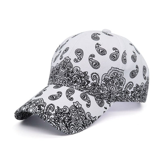 B&W Cashew Flowers Baseball Cap