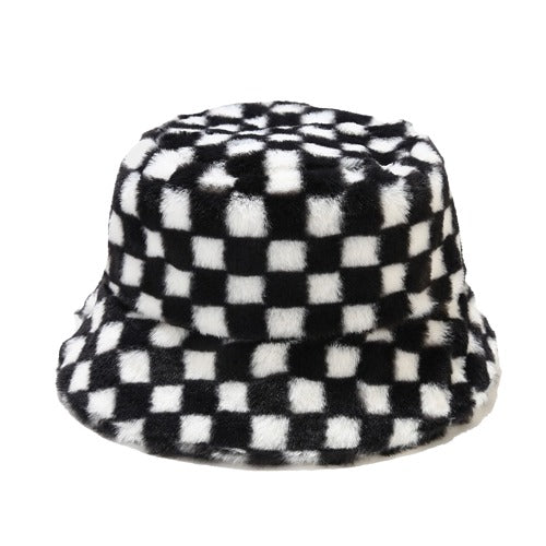 GLTR Plaid Fur Bucket Hat