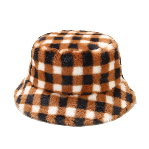 GLTR Plaid Fur Bucket Hat