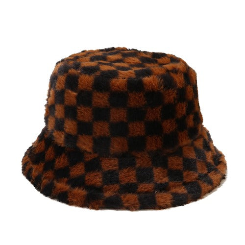 GLTR Plaid Fur Bucket Hat