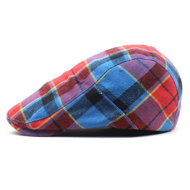 Red-Blue-plaid-blue-retro-ivy-gatsby-cabbie-paddy-hat