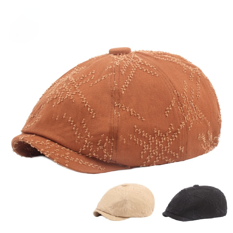 Kiryat Embroidered Newsboy Cap