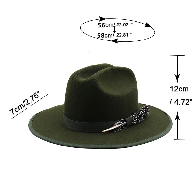 Raleigh Feather Green Wool Fedora Hat