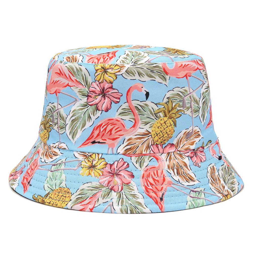 Vintage Floral Flamingo Bucket Hat