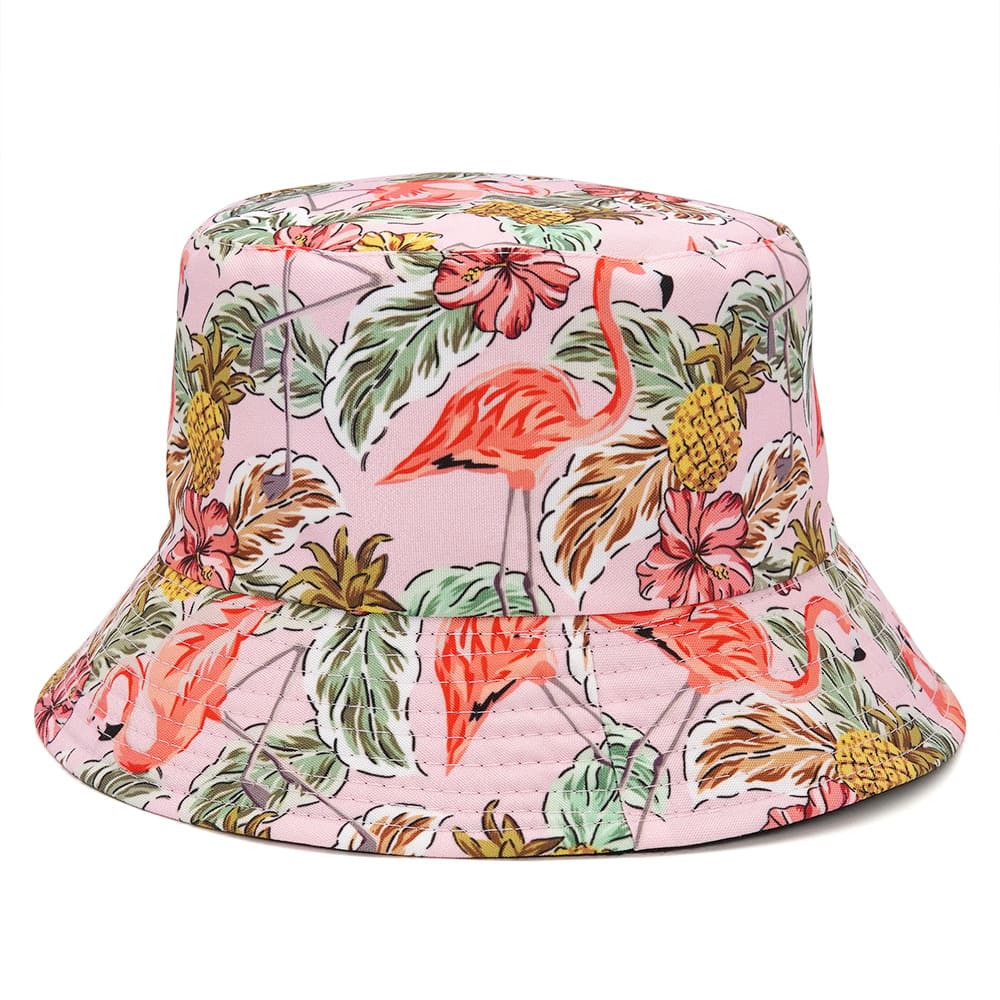 Vintage Floral Flamingo Bucket Hat