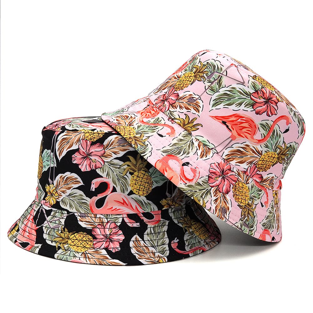 Vintage Floral Flamingo Bucket Hat